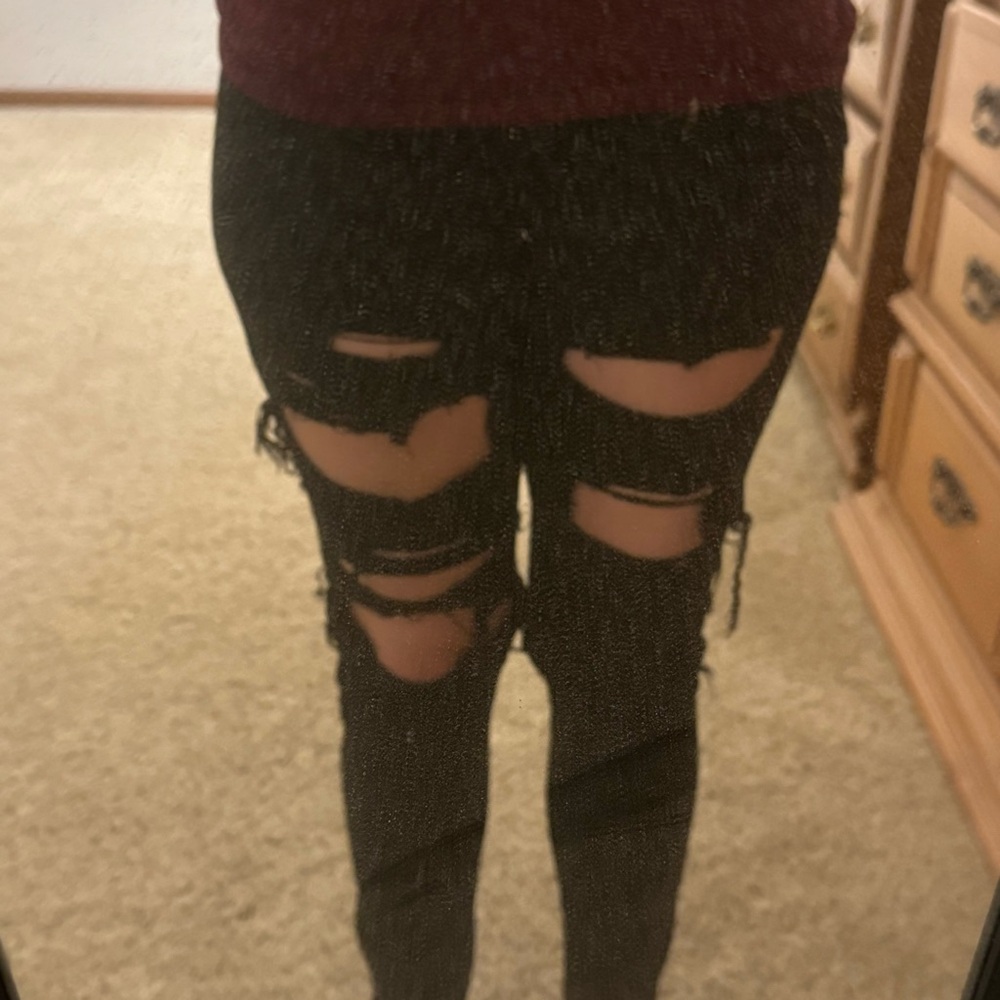 AGOLDE Distressed Chloe Low-Rise Black Skinny Jeans Size 26